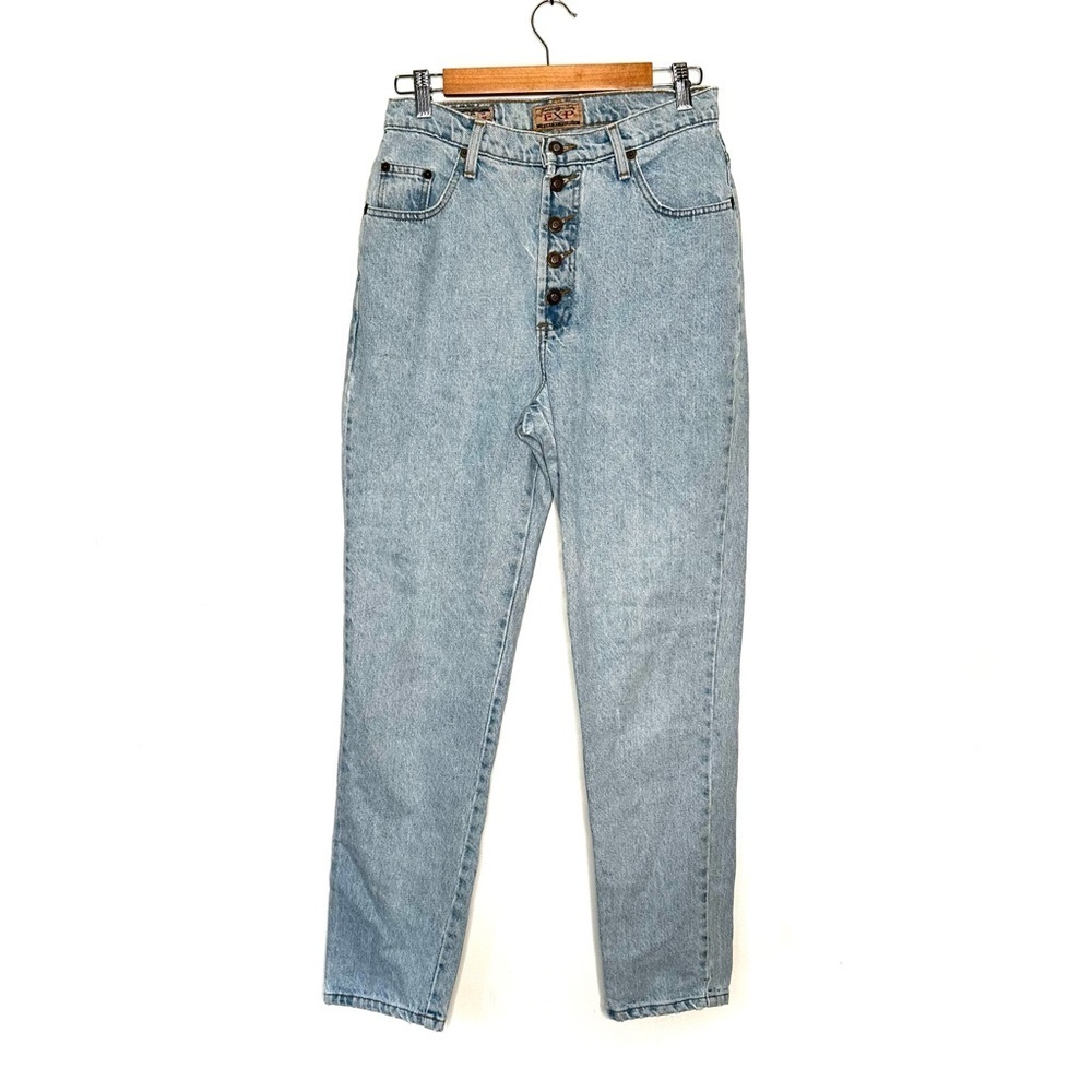 Express | Vintage 90’s Y2K Light Wash High Rise Button Fly Jeans Size 11/12